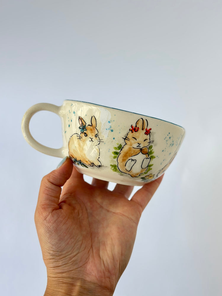 Rabbit handmade ceramic mug