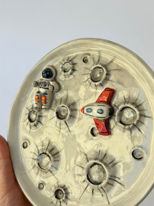 Astronaut handmade ceramic plate