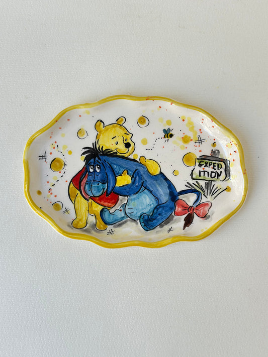 Winnie The Pooh and Donkey handmade plate