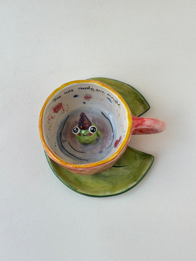 Frog handmade cup and plate