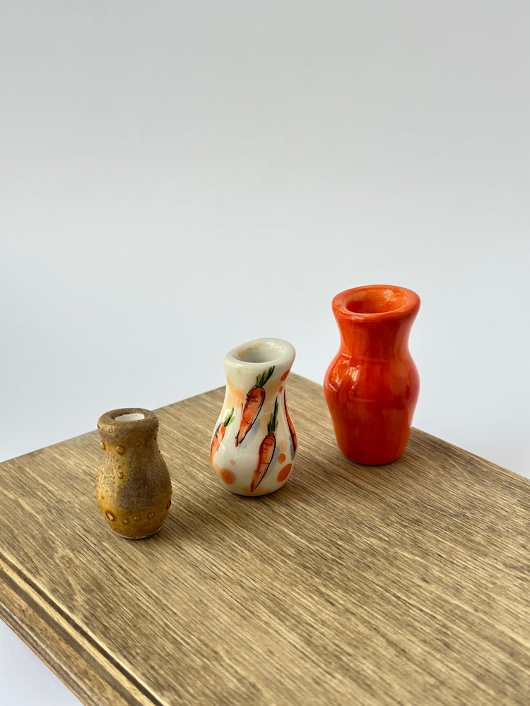 Small mini ceramic handmade decorative vase (set of three)