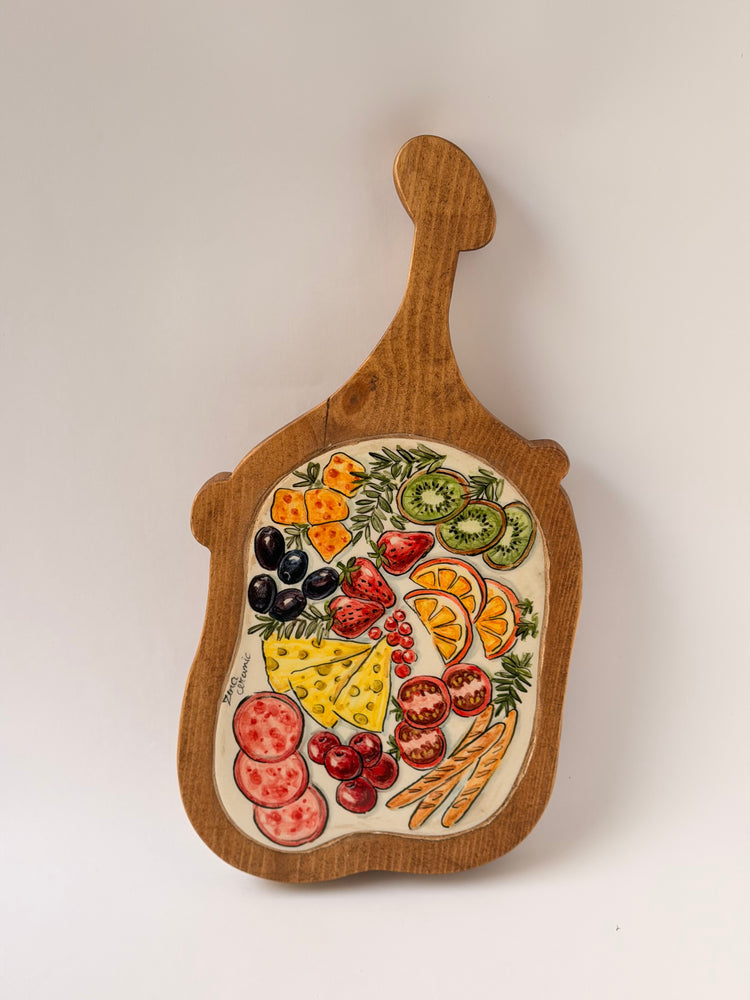 Ceramic & Wood Charcuterie Serving Board (35x17)