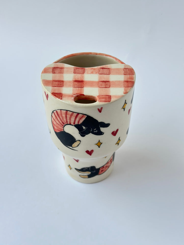 Dachshund dog handmade ceramic takeaway mug