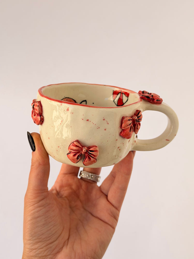 Pink handmade ceramic mug