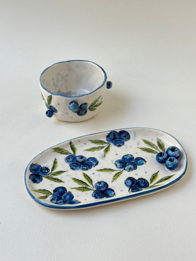Blueberry handmade cup and plate