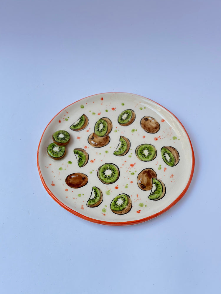Kiwi fruit handmade plate