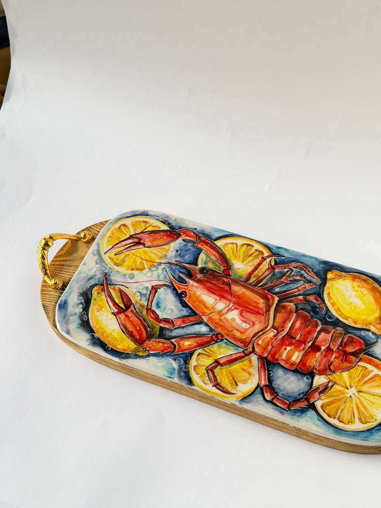 Handmade ceramic wooden serving tray
