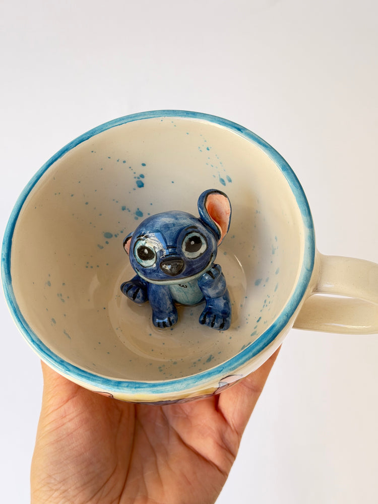 Blue monster handmade ceramic mug
