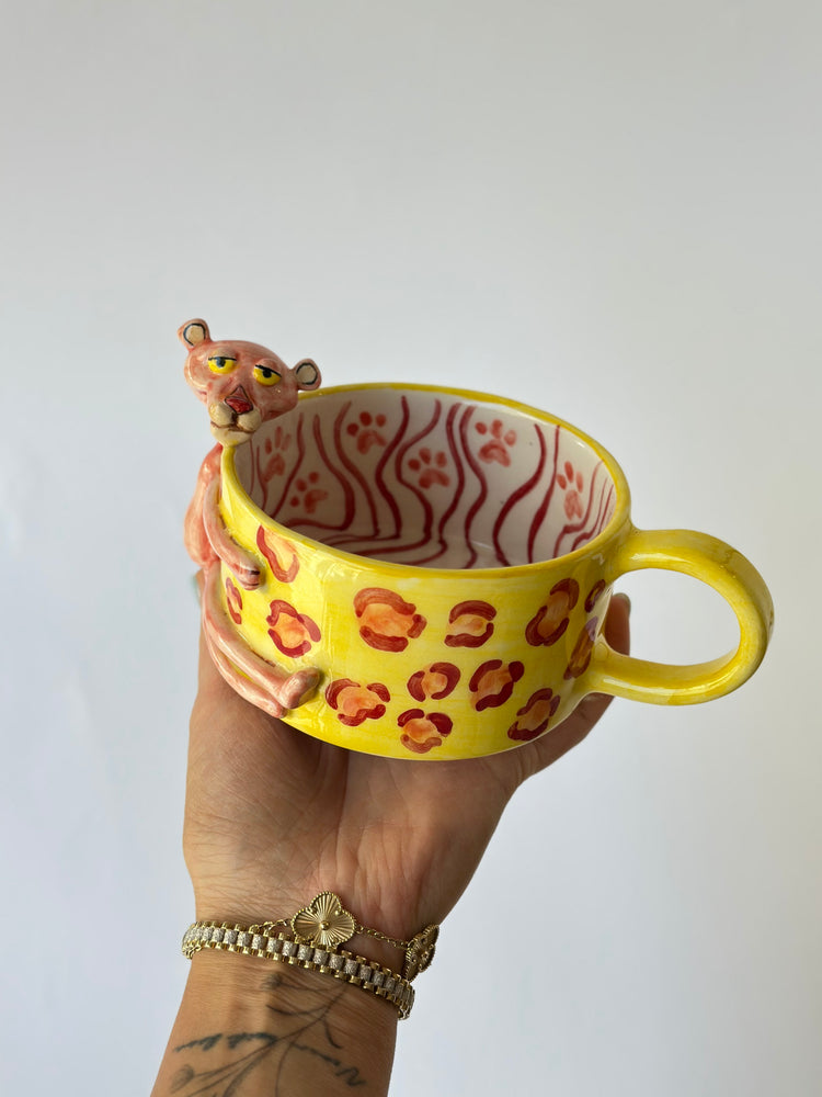 Pink handmade ceramic mug