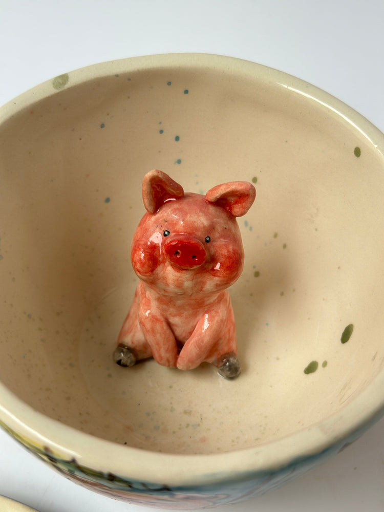 Pig handmade mug and plate