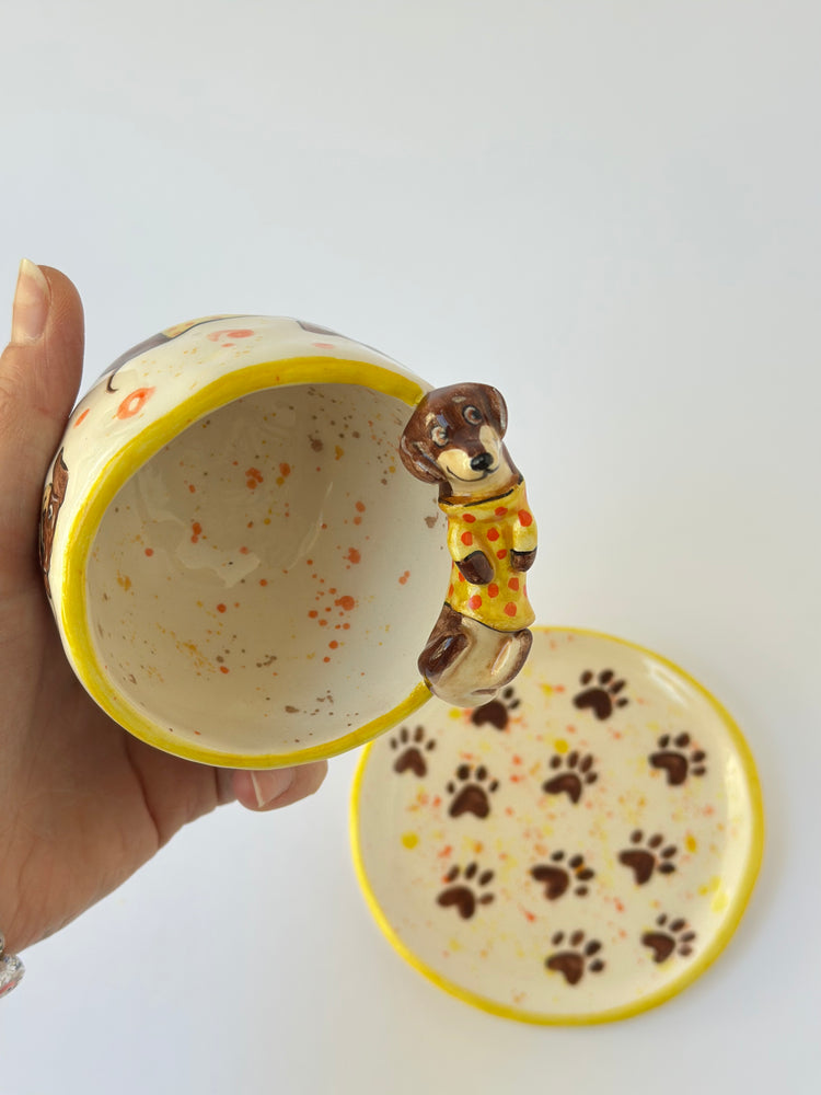 Dachshund handmade cup and plate