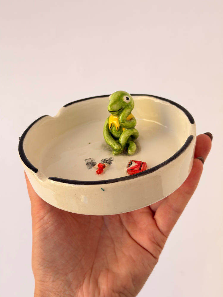 Kermit handmade ceramic ashtray