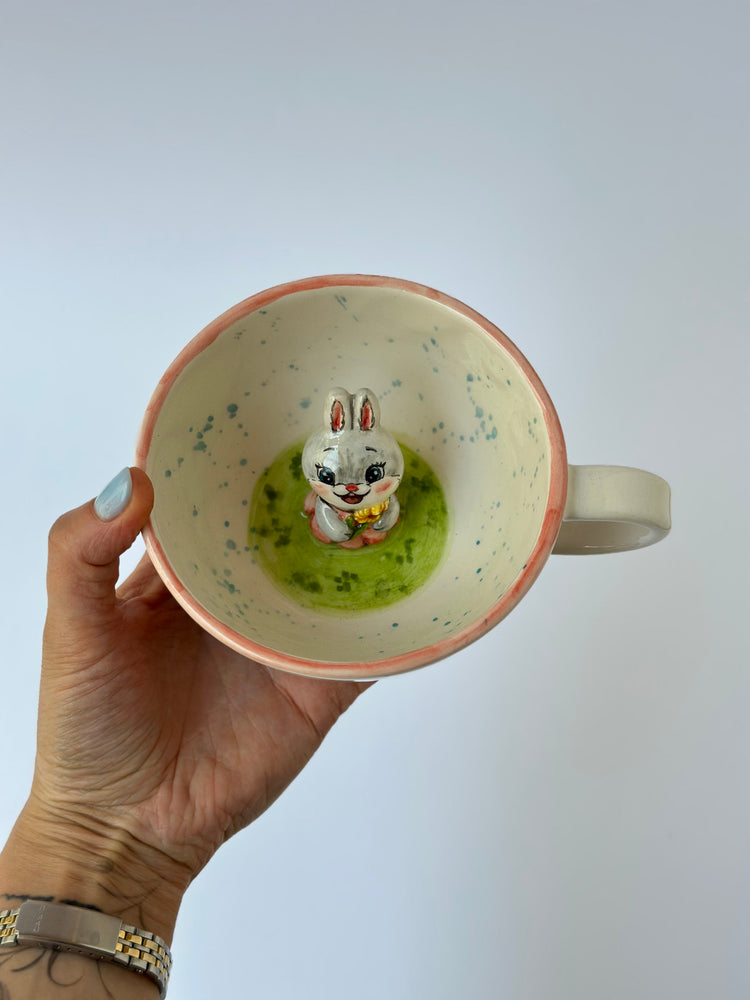 Rabbit handmade mug ceramic