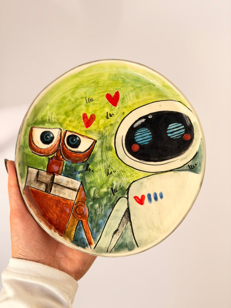 W and E handmade ceramic plate
