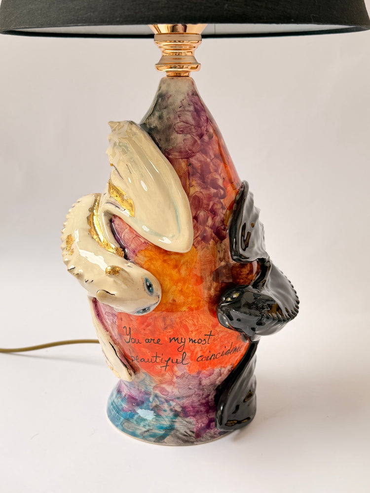 Dragons handmade ceramic lamp