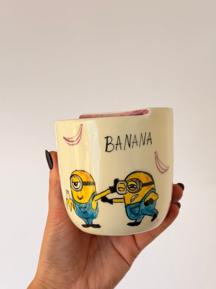 Banana handmade ceramic takeaway mug