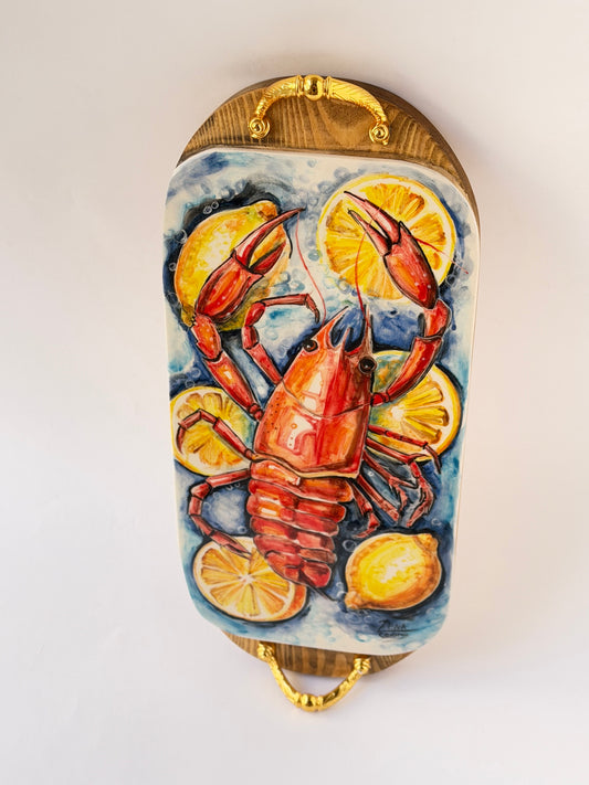 Handmade ceramic wooden serving tray