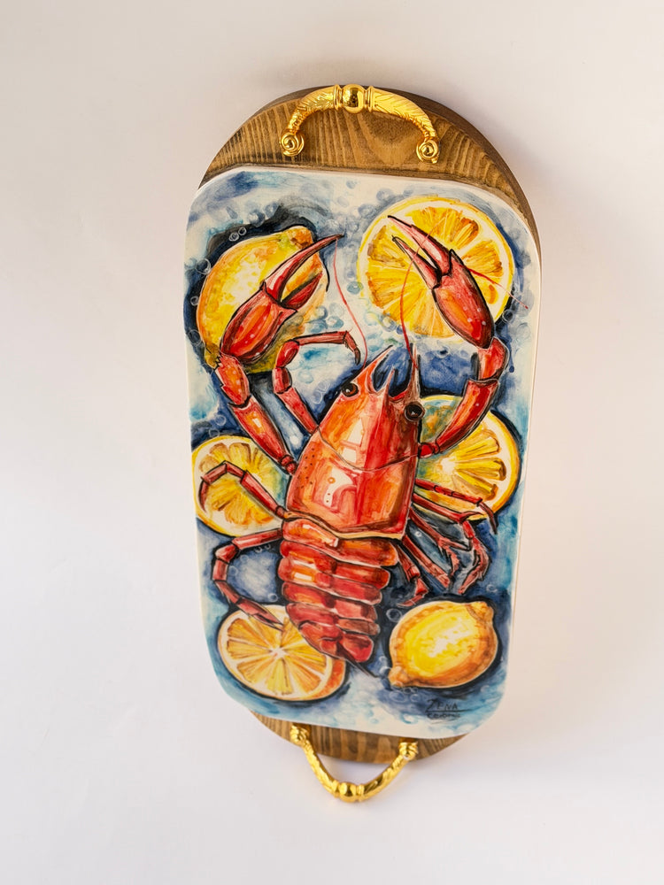 Handmade ceramic wooden serving tray