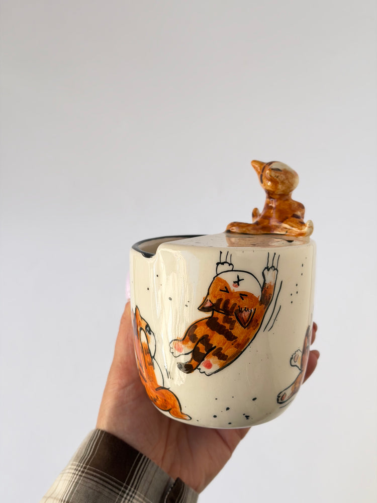Cat handmade ceramic takeaway mug