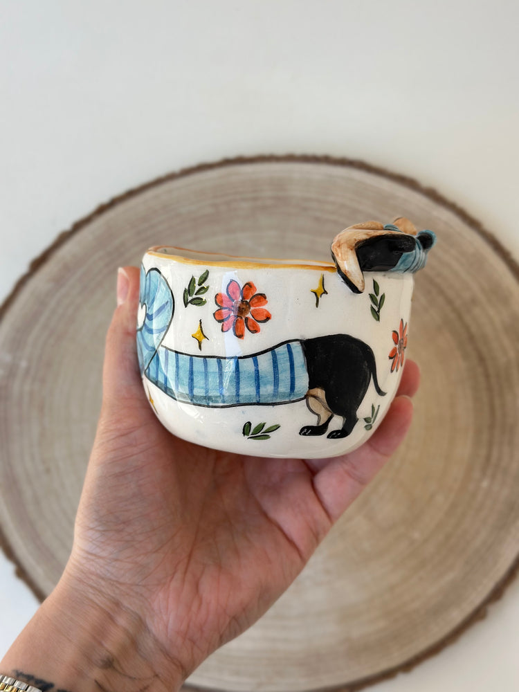 Dachshund handmade coffee cup