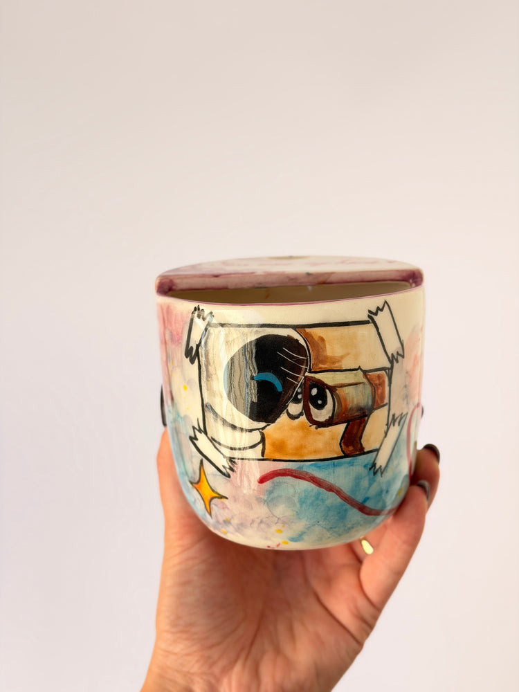 Couple handmade ceramic takeaway mug
