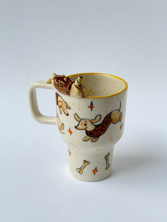 Dachshund dog handmade takeaway mug