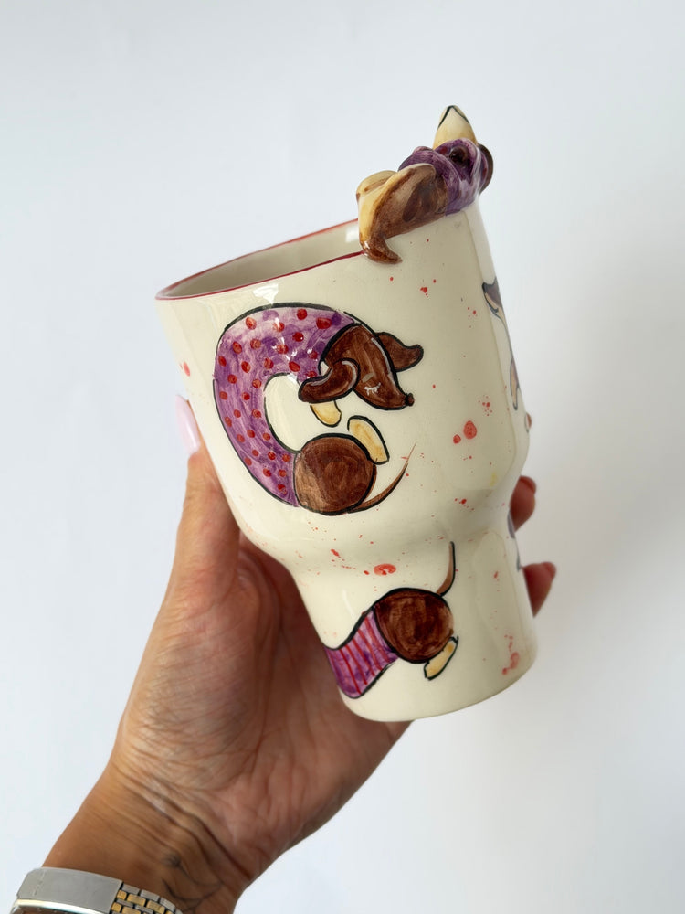 Dachshund dog handmade takeaway mug