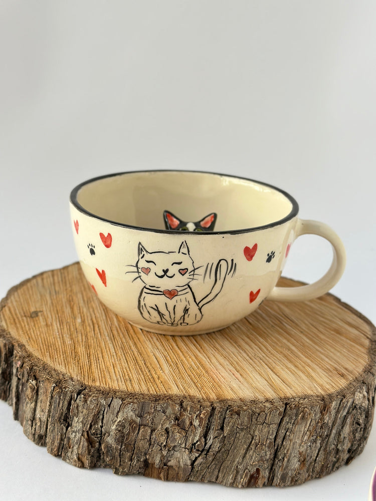 Cat mug handmade