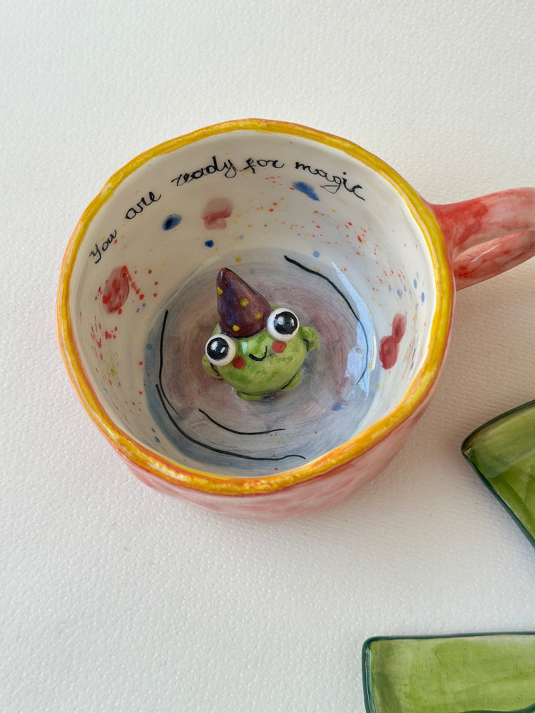 Frog handmade cup and plate