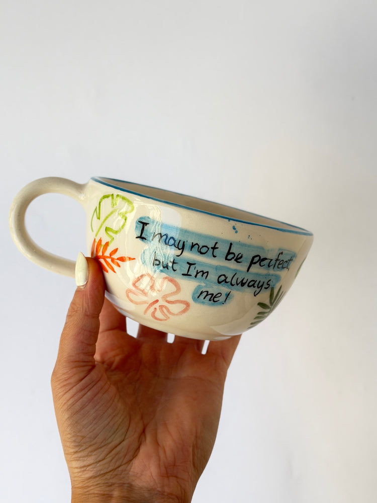 Blue monster handmade ceramic mug