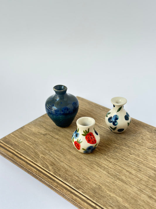 Small mini ceramic handmade decorative vase (set of three)