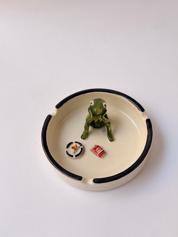 Frog handmade ceramic ashtray