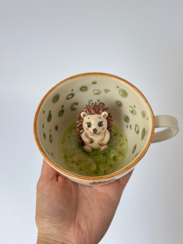 Hedgehog handmade ceramic cup