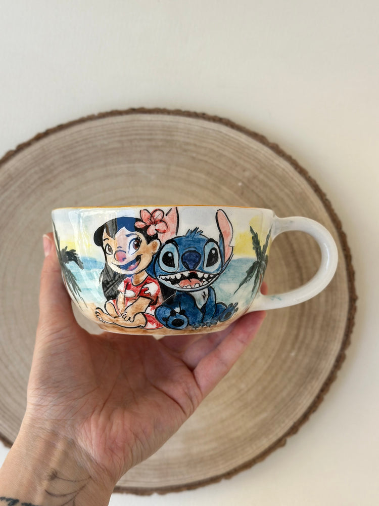 Stitch and Lilo handmade mug