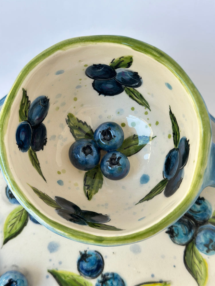 Blueberry handmade cup and plate