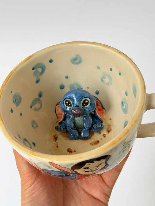 Blue monster handmade ceramic mug