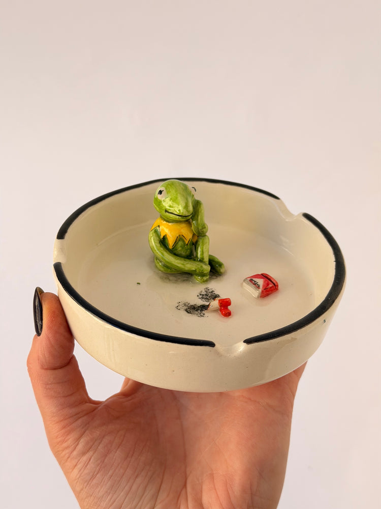 Kermit handmade ceramic ashtray