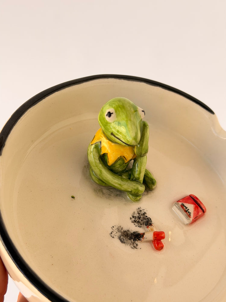 Kermit handmade ceramic ashtray