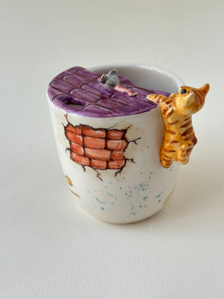 Cat handmade takeaway mug