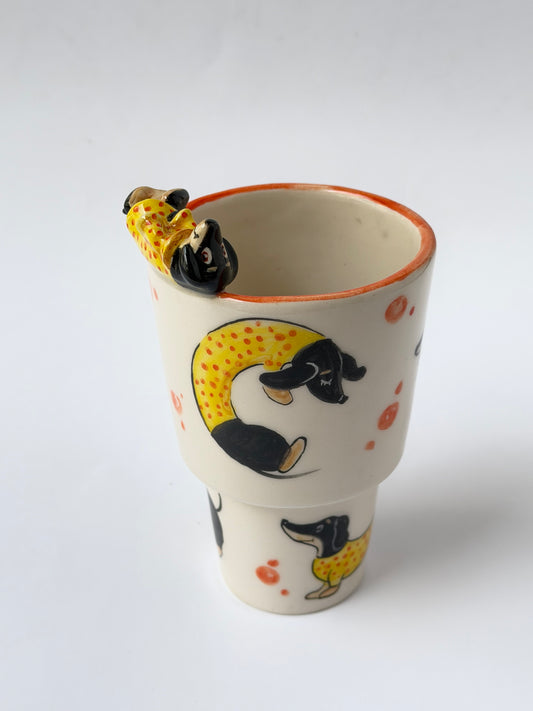 Dachshund dog handmade takeaway ceramic mug