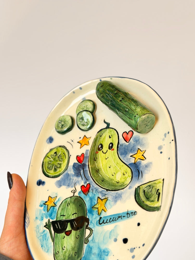 Cucumber handmade ceramic plate