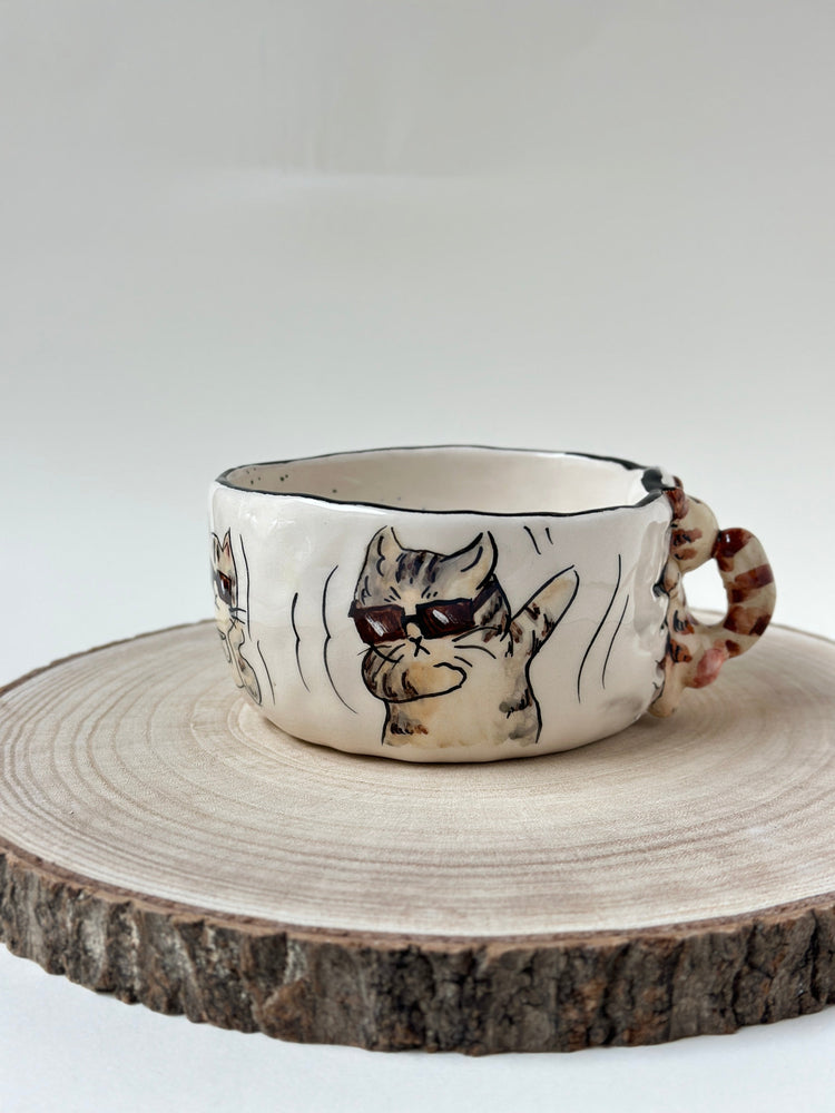 Cat handmade bowl