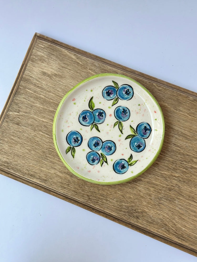 Blueberry handmade coffee cup and plate