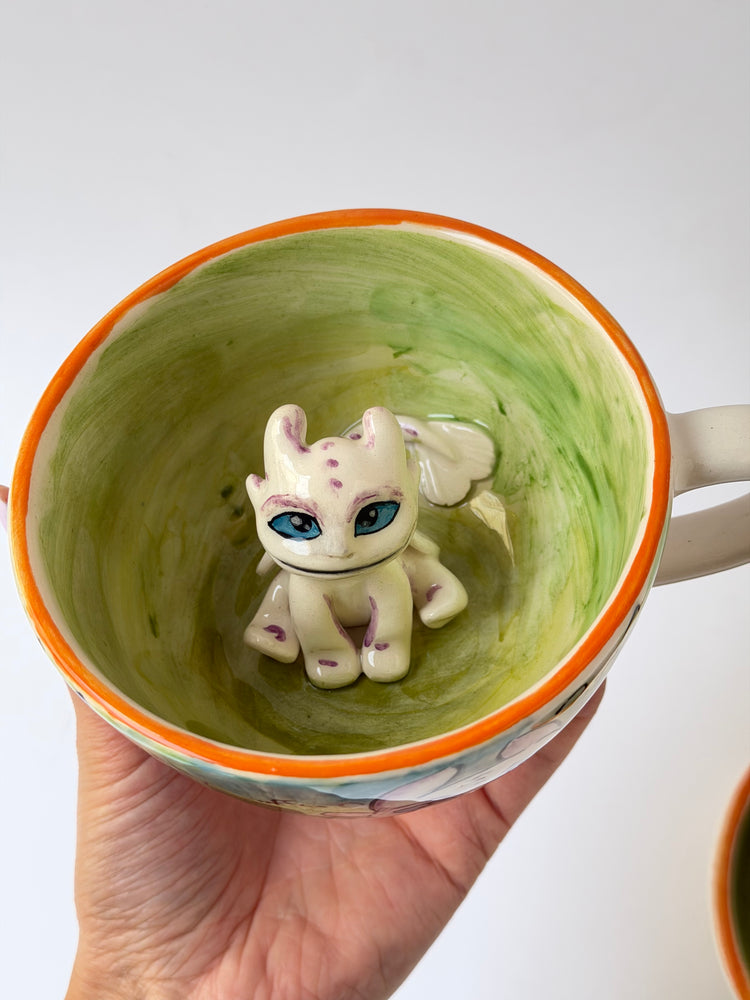 Handmade couple ceramic dragons mugs