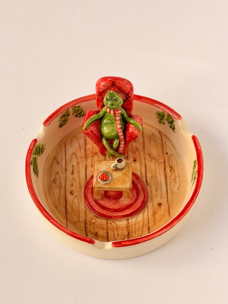 Grinch handmade ceramic ashtray
