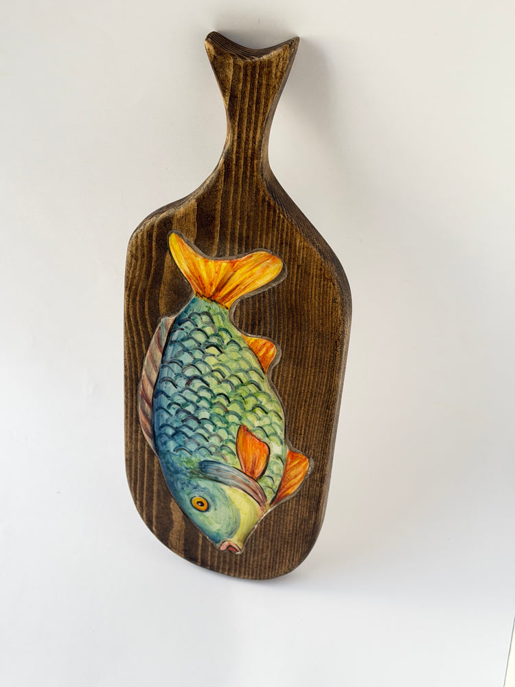 Fish handmade ceramic wooden serving tray