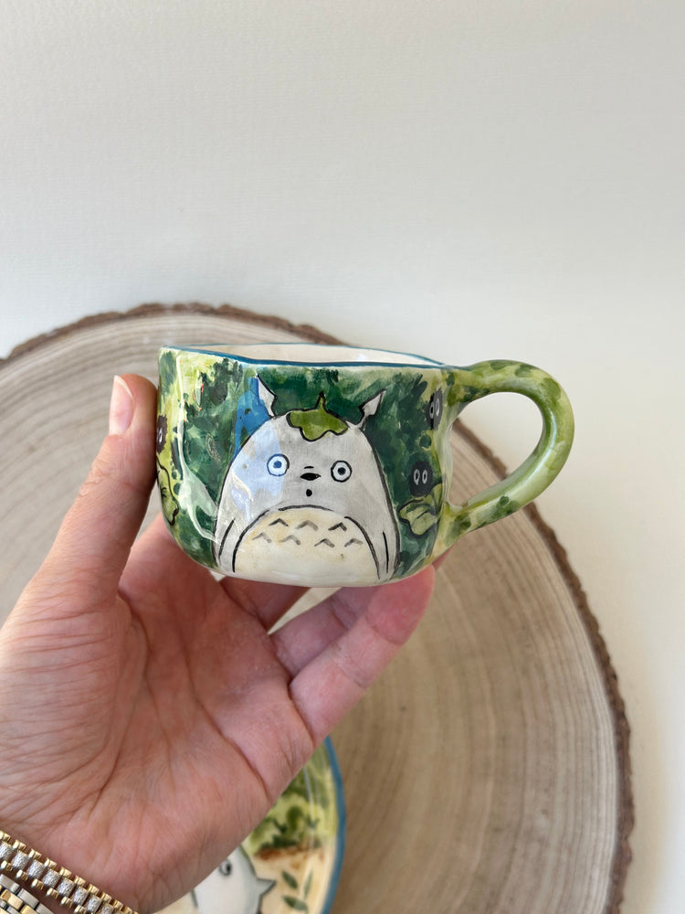 Totoro handmade coffee cup and plate