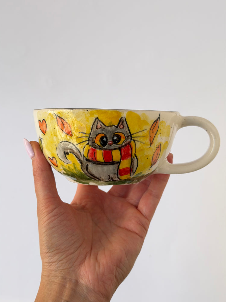 Cat handmade ceramic mug