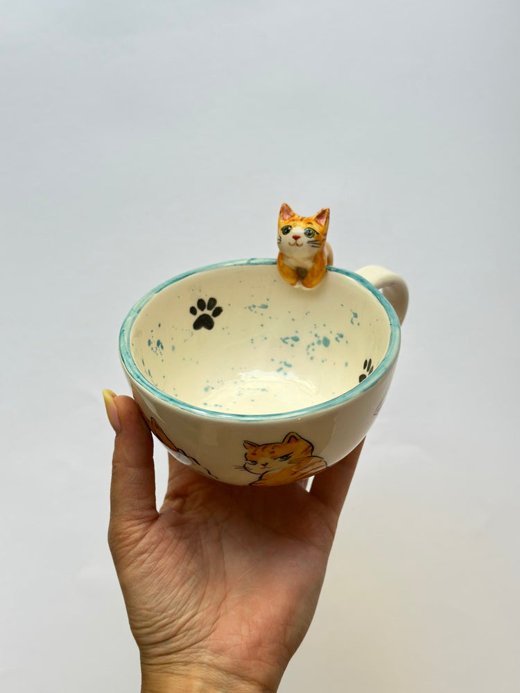 Cat handmade ceramic mug