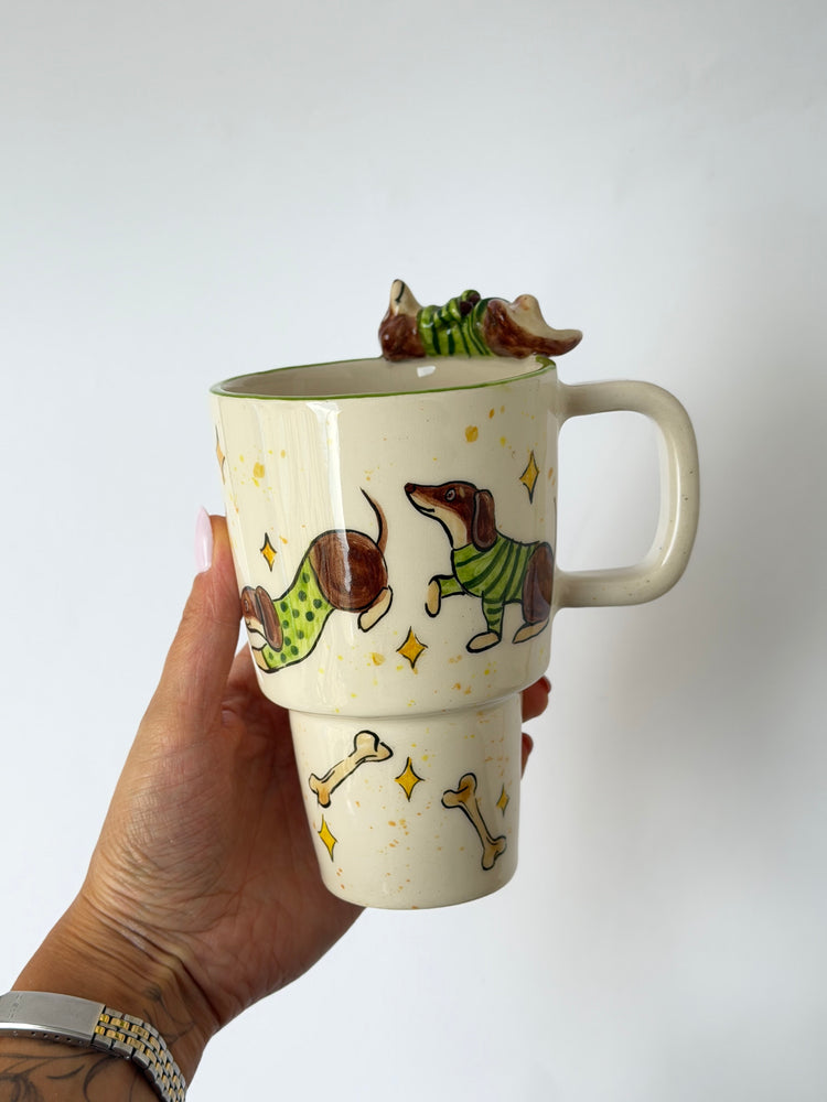 Dachshund dog handmade takeaway mug